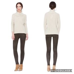 Alice + Olivia Chocolate Brown Front Zip Lambskin Legging